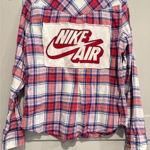 Nike Air reworked American Eagle Button down Large one of a kind patchwork